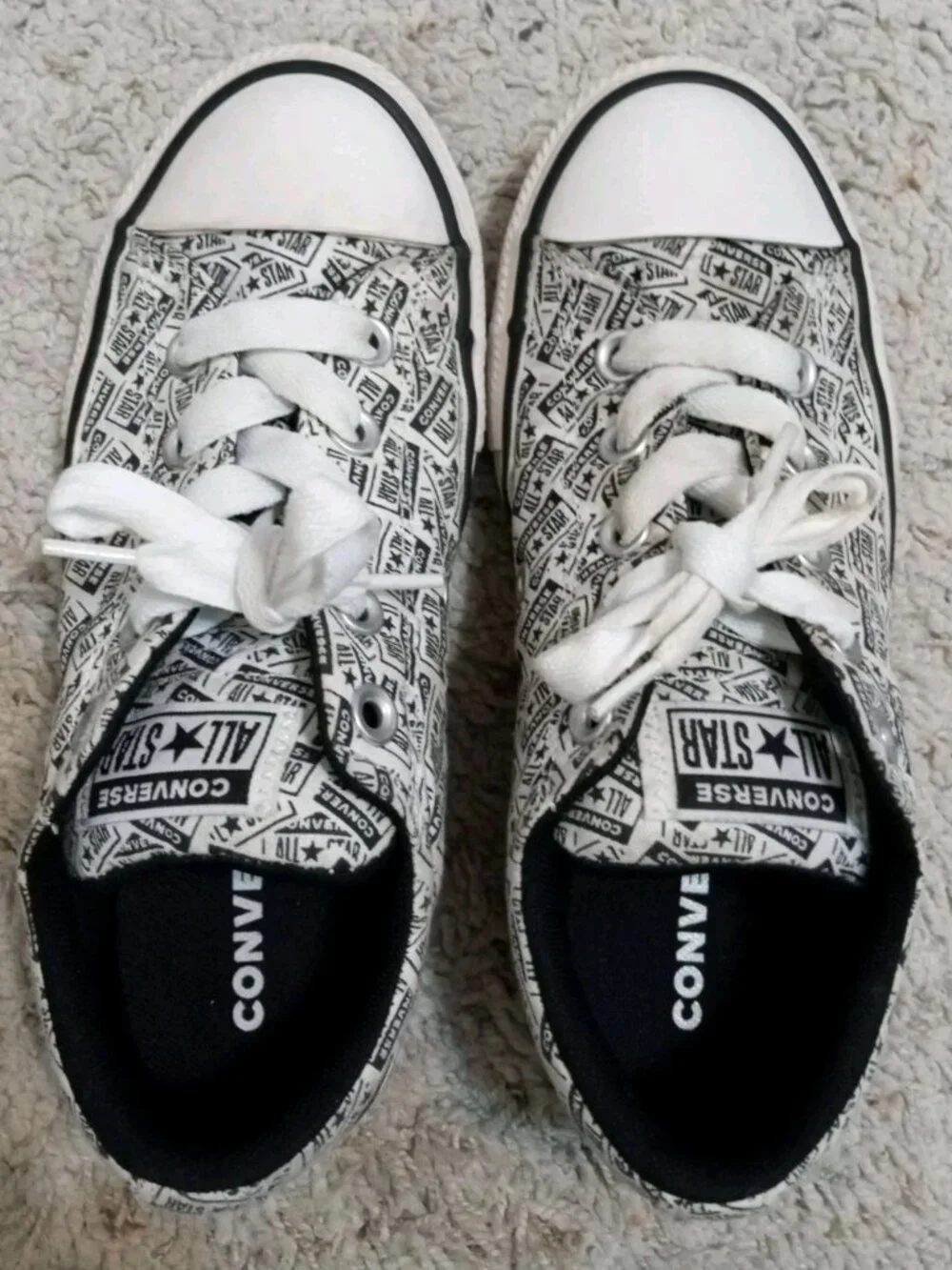 Converse CTAS Street Lace Up White/Black All Over Print Kids Sneakers-Size 2